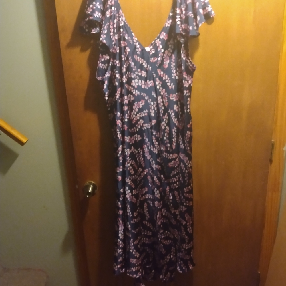 Navy blue floral slip dress